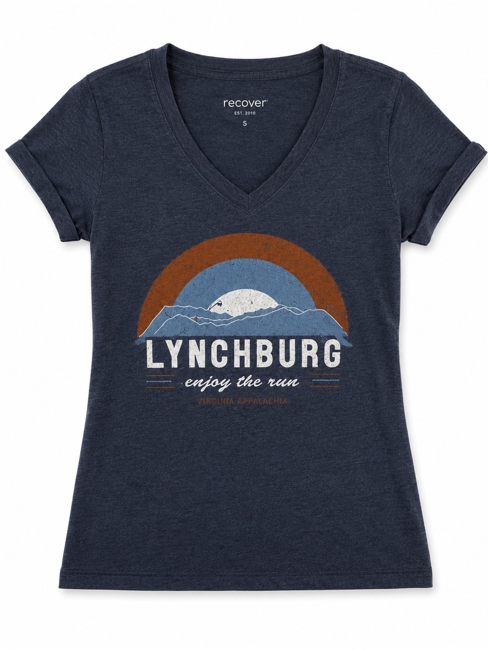 Recover Lynchburg enjoy the run vneck wicking tshirt
